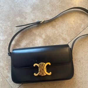 Celine Black Leather Shoulder Bag